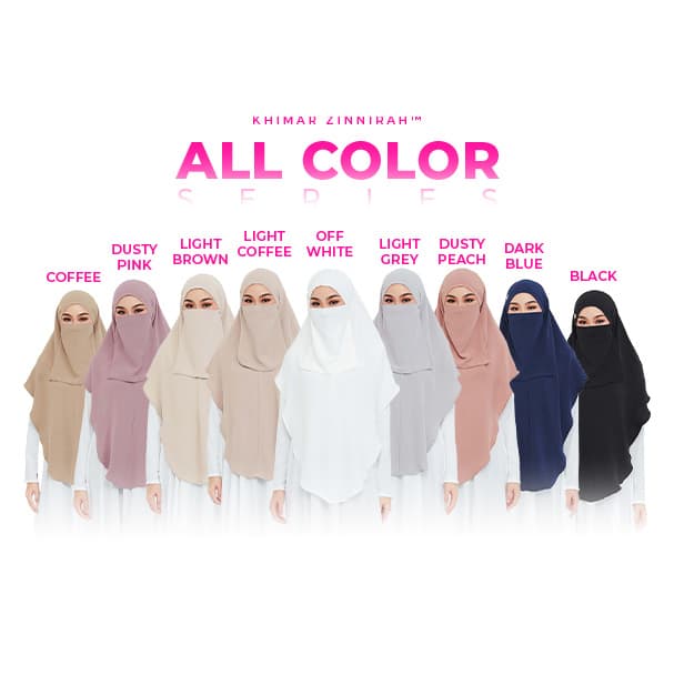 Koleksi sembilan warna Khimar Zinnirah